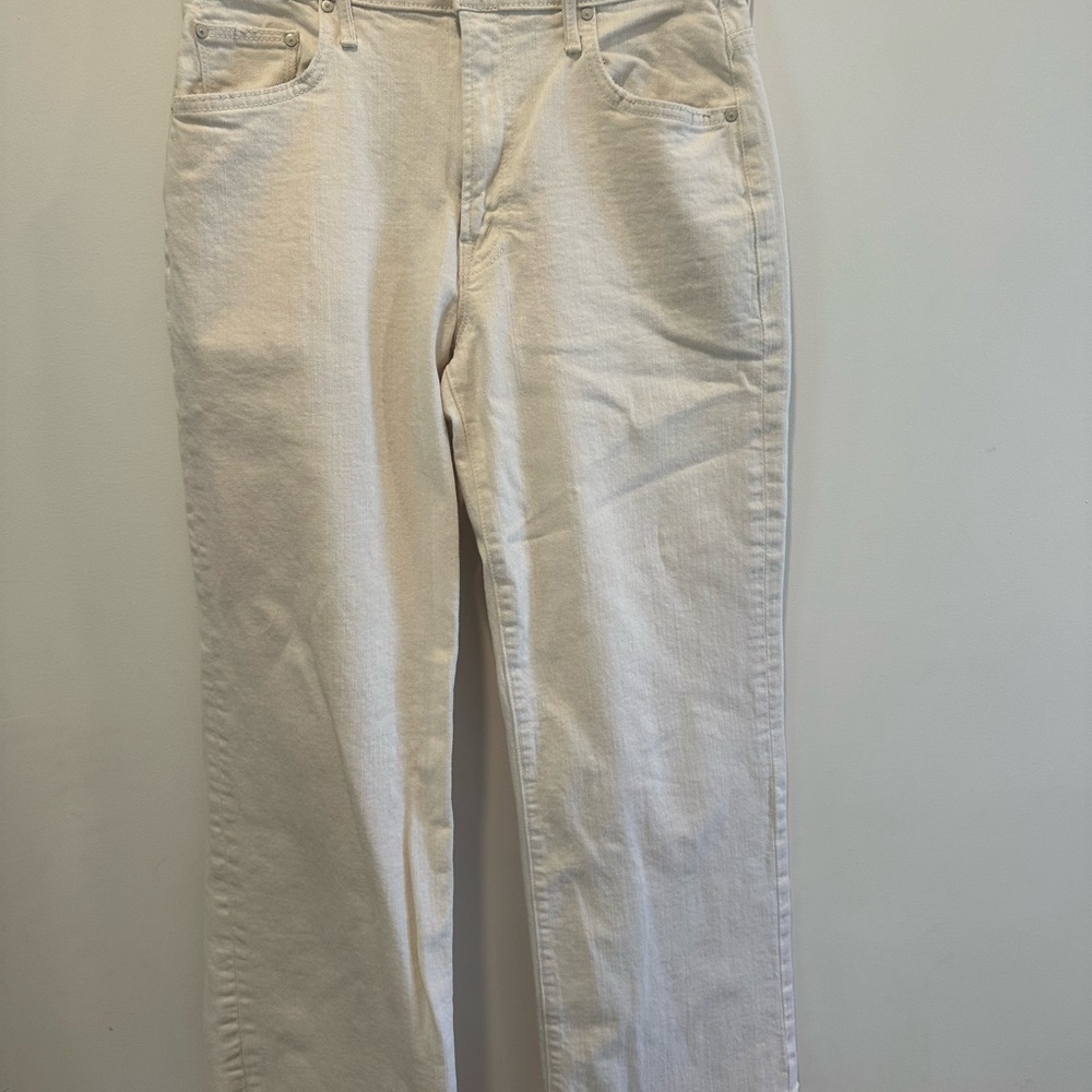 MOTHER Denim Cream Straight Jeans